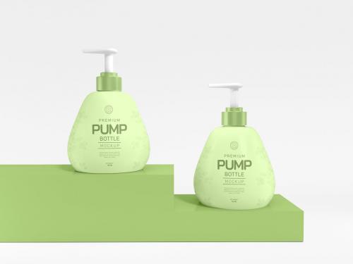 Plastic Cosmetic Lotion Bottle Branding Mockup Set