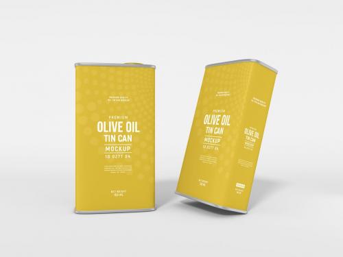 Metal Olive Oil Tin Can Packaging Mockup Set