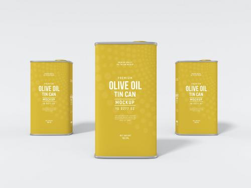 Metal Olive Oil Tin Can Packaging Mockup Set