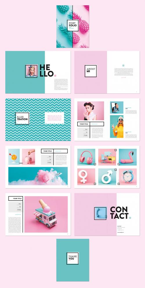 Pink and Blue Pop Style Portfolio - 438504580