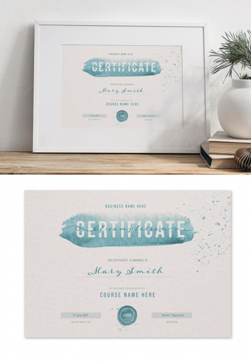 Watercolor Style Certificate of Completion Layout - 438520193