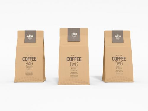 Kraft Paper Coffee Bag Branding Mockup Set