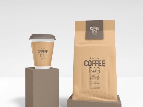 Kraft Paper Coffee Bag Branding Mockup Set