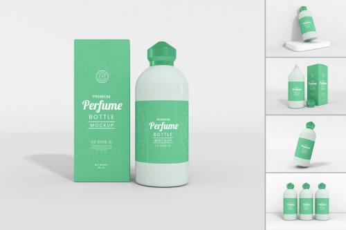 Perfume Spray Bottle with Box Branding Mockup Set