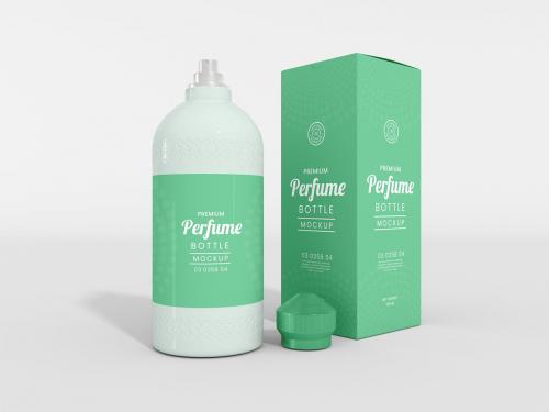 Perfume Spray Bottle with Box Branding Mockup Set