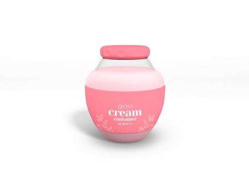 Glass Cosmetic Cream Jar with Box Mockup Set