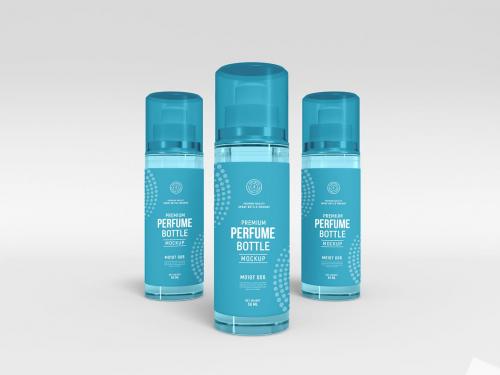 Transparent Perfume Bottle Packaging Mockup Set
