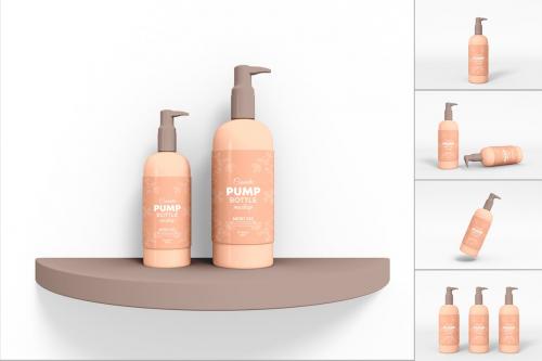 Cosmetic Pump Bottle Packaging Mockup Set