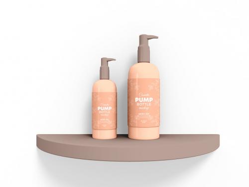 Cosmetic Pump Bottle Packaging Mockup Set