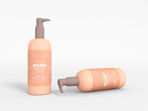 Cosmetic Pump Bottle Packaging Mockup Set