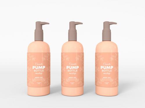 Cosmetic Pump Bottle Packaging Mockup Set