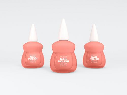 Cosmetic Nail Polish Bottle Branding Mockup Set