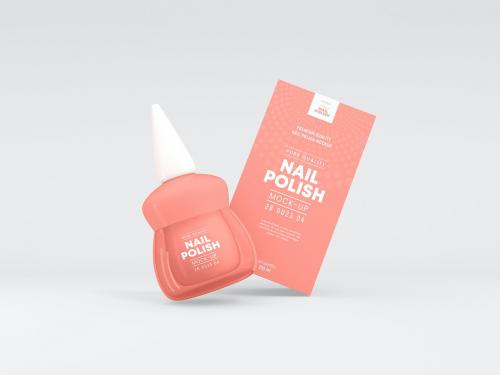 Cosmetic Nail Polish Bottle Branding Mockup Set