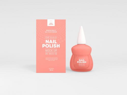 Cosmetic Nail Polish Bottle Branding Mockup Set