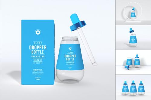 Cosmetic Dropper Bottle Packaging Mockup Set