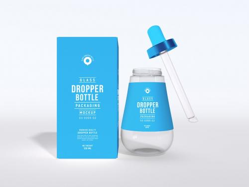 Cosmetic Dropper Bottle Packaging Mockup Set