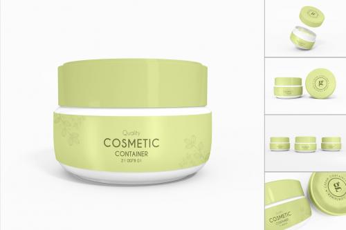 Cosmetic Cream Container Branding Mockup Set