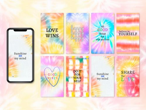 Colorful Editable Layout for Social Media Story Tie Dye Set - 438522050