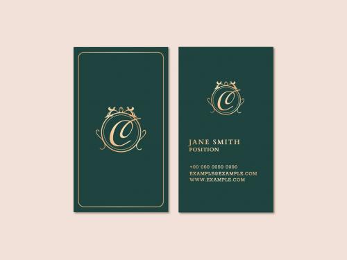 Luxury Business Card Layout in Gold and Green Tone - 438522069