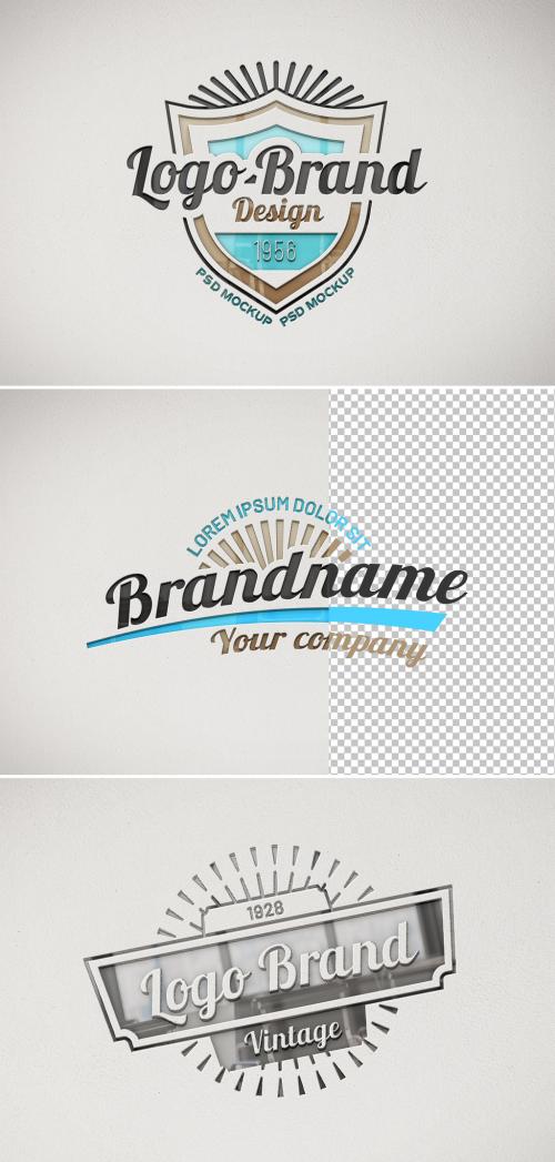 Logo Mockup on Paper Texture with Debossed Glossy Effect - 438522492