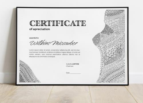 Certificate Layout with Hand Drawn Elements  - 438522737