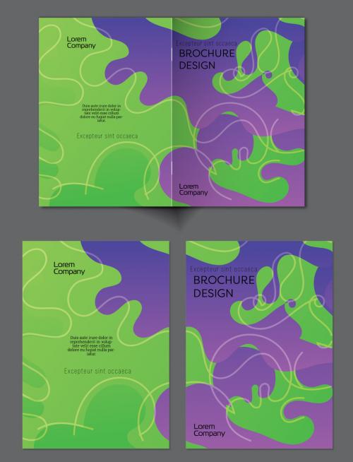 Brochure Cover Layout with Abstract Gradient Wavy Shapes and Lines - 438534862