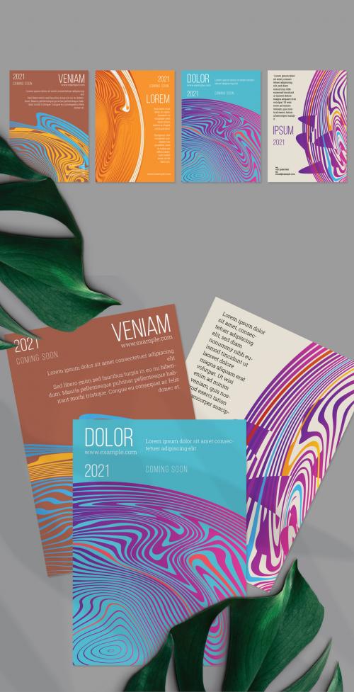 Flyer Layout with Marble Flat Abstract Elements - 438534863