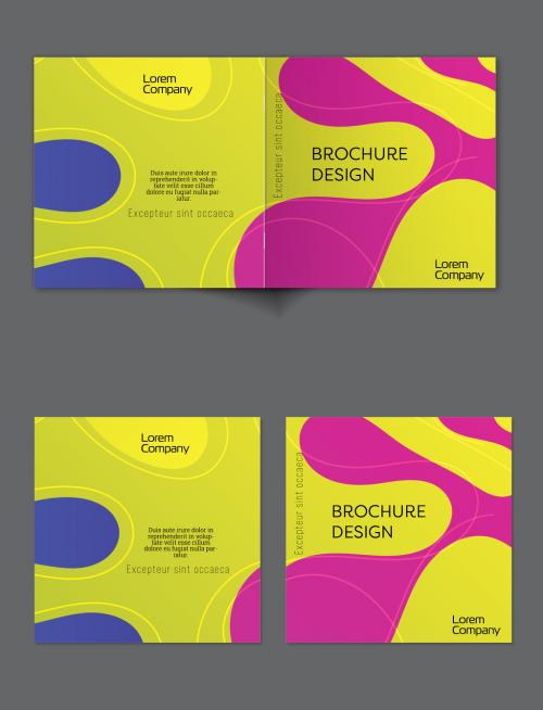 Brochure Cover Layout with Gradient Abstract Wavy Shapes and Lines - 438534867