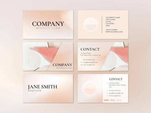 Editable Business Card Layout in Beige Set - 438536942