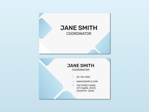 Editable Business Card Layout in White and Blue - 438536964