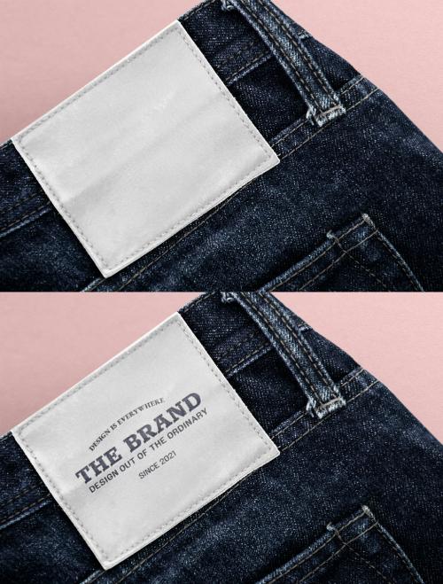 Editable Jeans Leather Label Mockup - 438537147