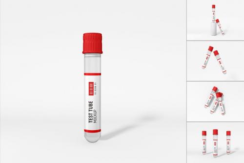 Pharmaceutical Vacuum Test Tube Label Mockup Set