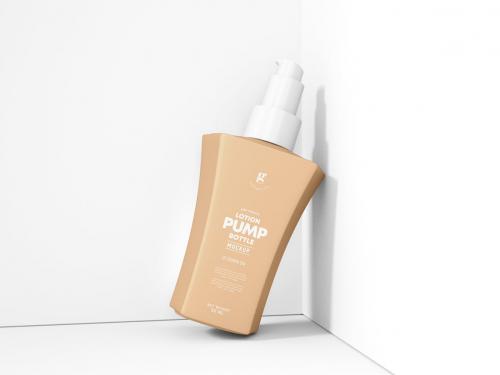 Glossy Cosmetic Pump Bottle Branding Mockup Set