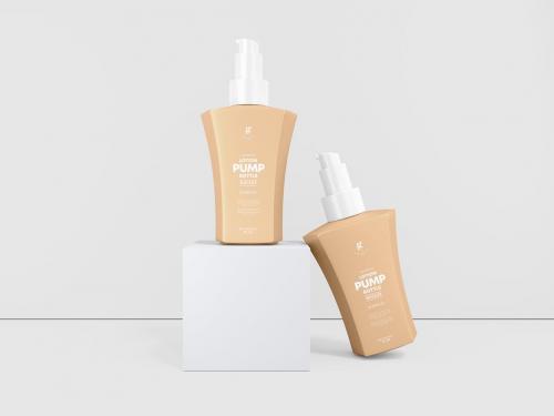 Glossy Cosmetic Pump Bottle Branding Mockup Set