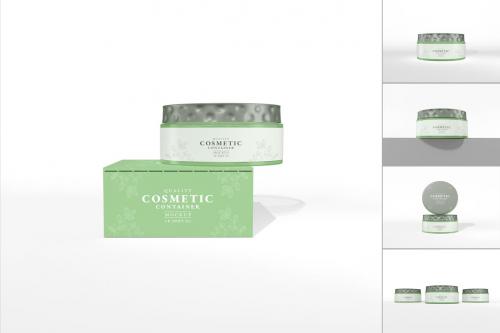 Glossy Cosmetic Cream Container Packaging Mockup S