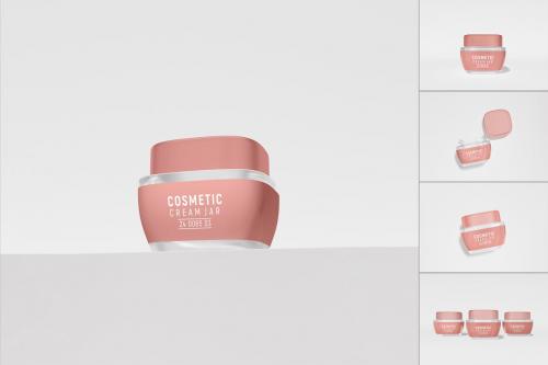 Frosted Glass Cosmetic Cream Jar Packaging Mockups