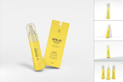 Glossy Cosmetic Spray Bottle Packaging Mockup Set