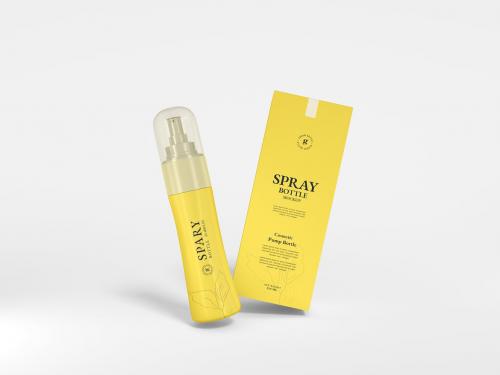 Glossy Cosmetic Spray Bottle Packaging Mockup Set