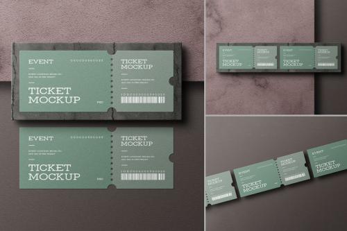 Minimal Event Ticket Stationery Mockup Set