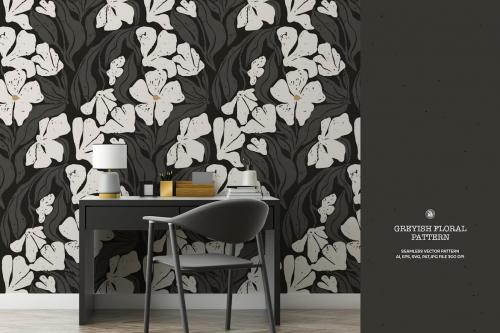 Greyish Floral Wallpaper