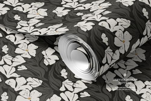 Greyish Floral Wallpaper