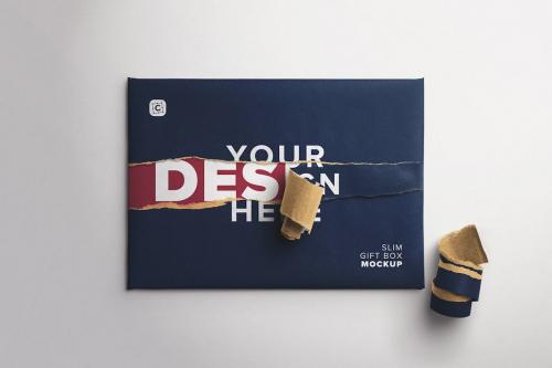 Slim Gift Box Torn Mockup