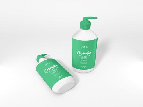 Glossy Cosmetic Pump Bottle Branding Mockup Set