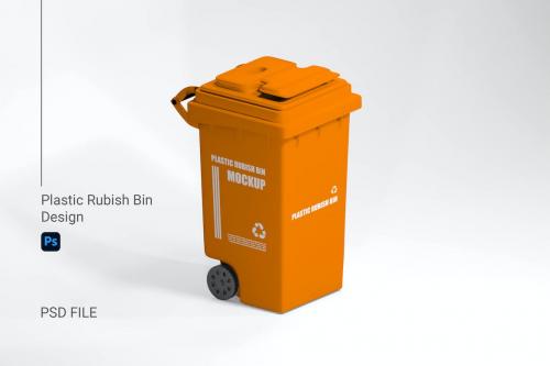 Plastic Rubbish Bin Mockup