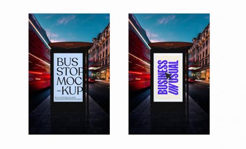 Bus Stop Billboard Poster Mockup