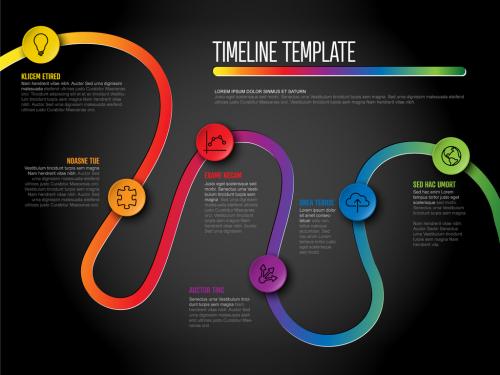 Dark Infographic Curved Timeline Layout - 438722188