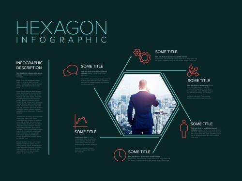 thin Line Dark Infographic Layout with Photo Placeholder - 438722193