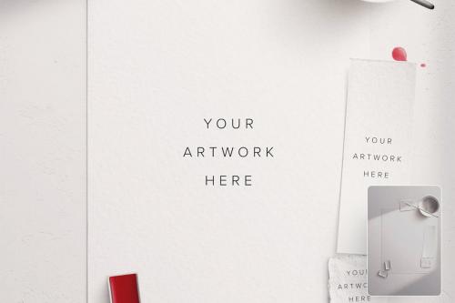 Artistic Watercolor Scene Mockup with Brush