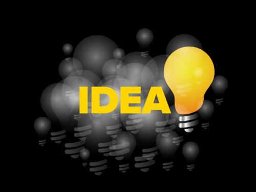 IDea Concept Illustration with Light Bulb on Dark Background - 438722195