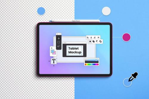 Tablet Mockup (11inch) with Pencil Mockup